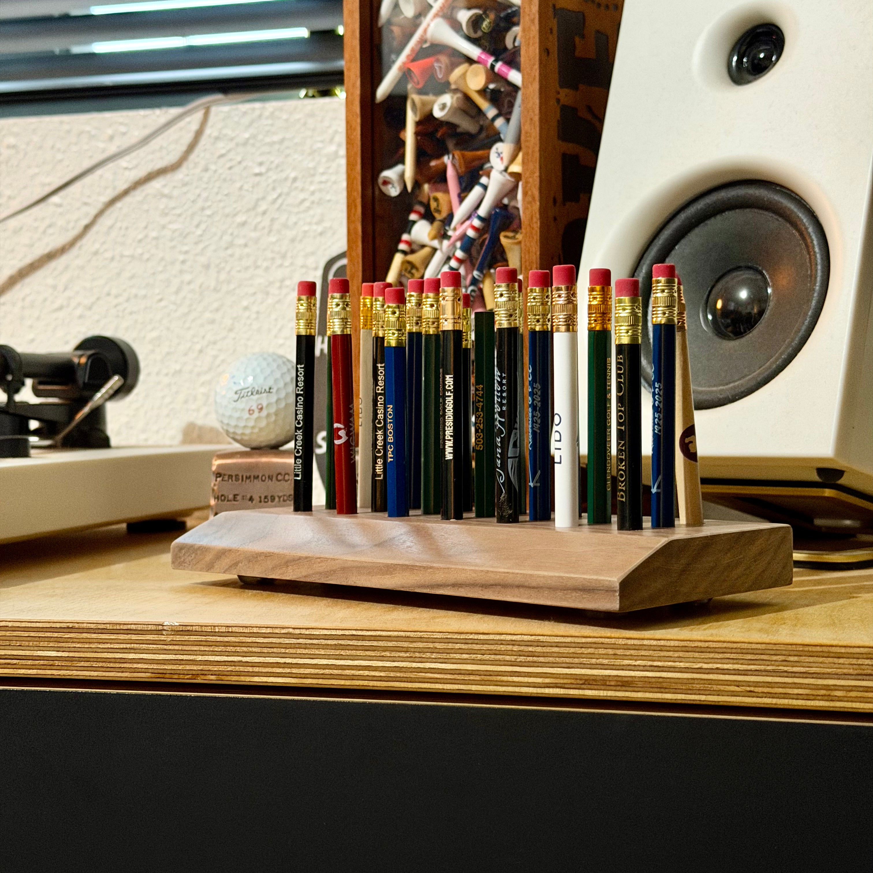 Walnut Golf Pencil Display