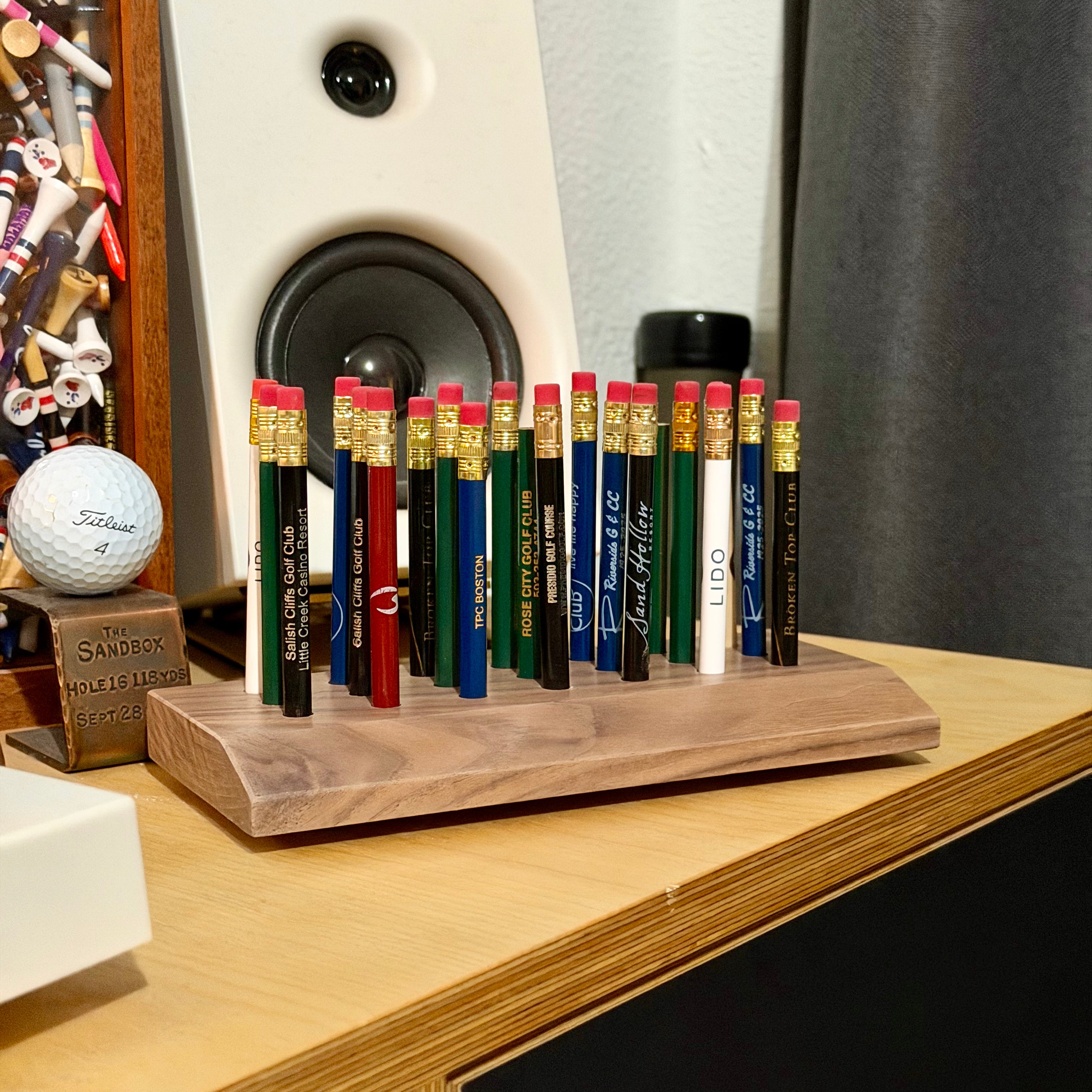 Walnut Golf Pencil Display