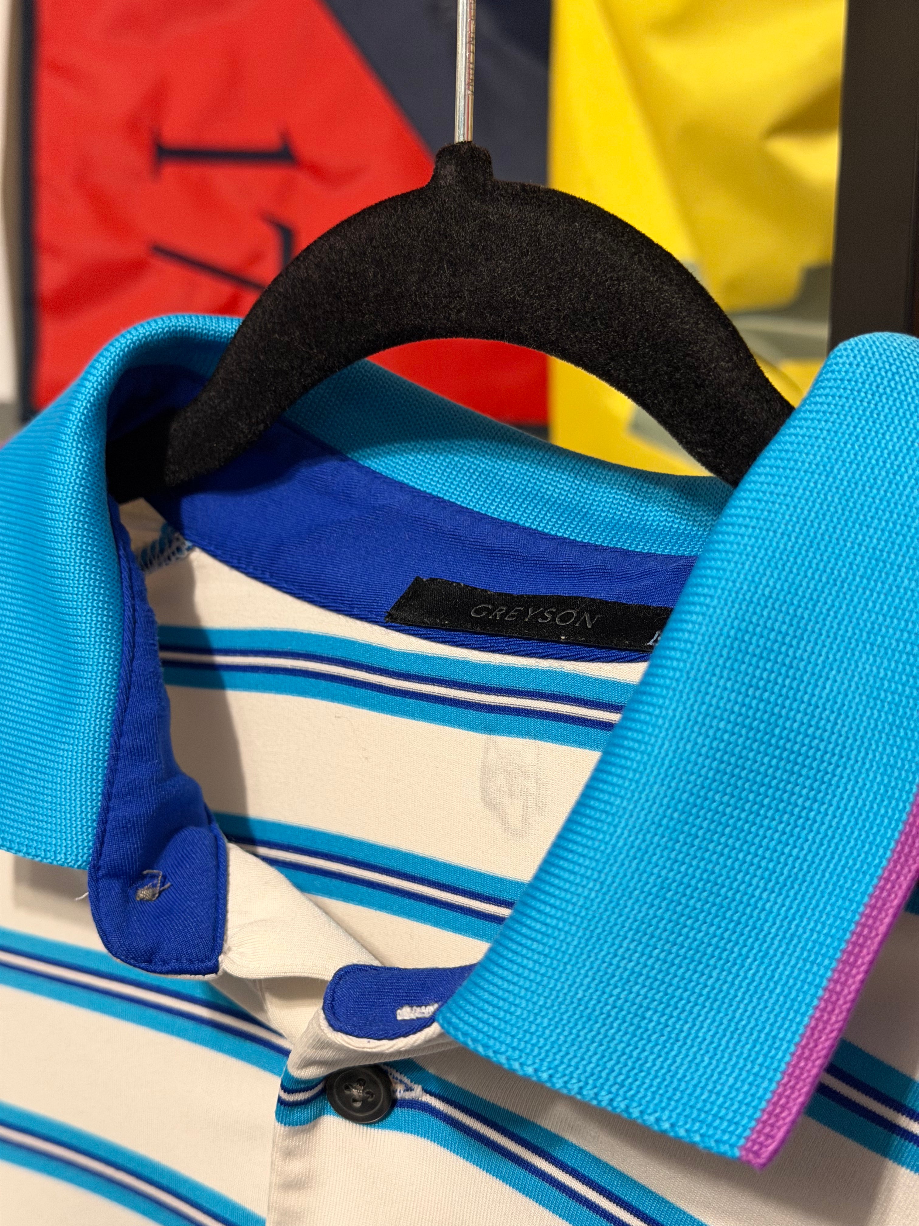 Greyson White & Blue Striped Polo - Large