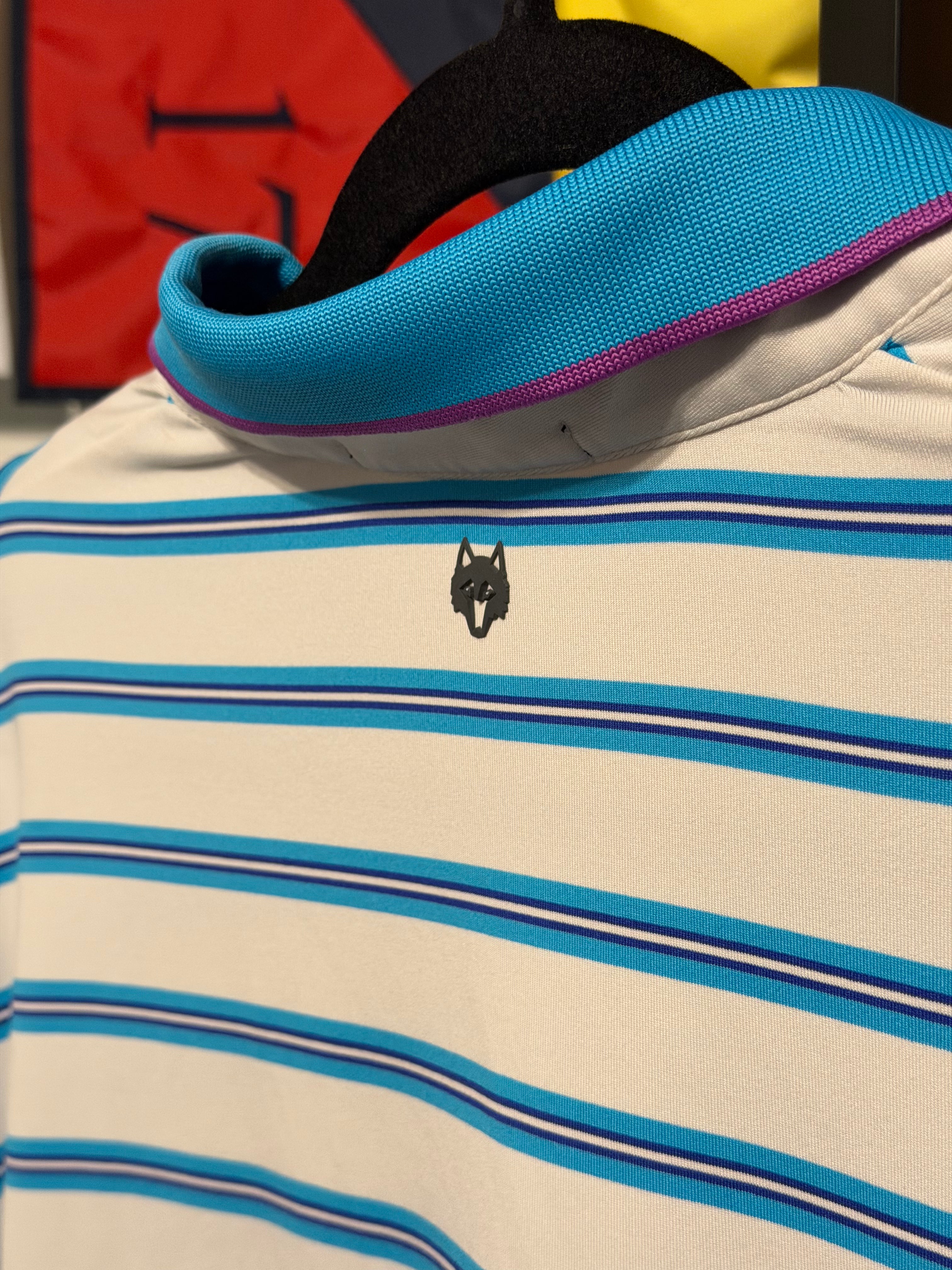 Greyson White & Blue Striped Polo - Large