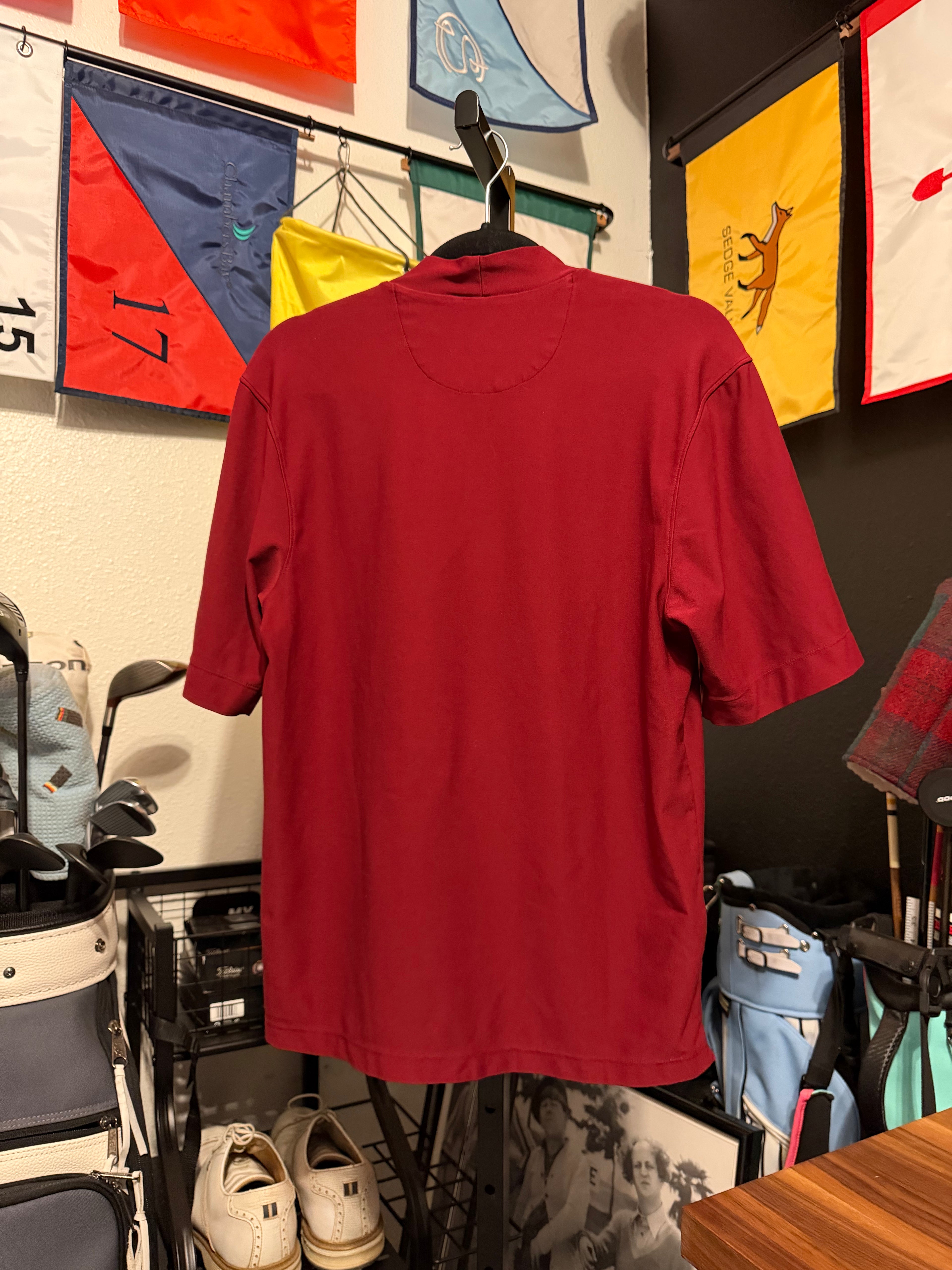 Vintage Nike Sunday Red Mock Neck Polo - Small