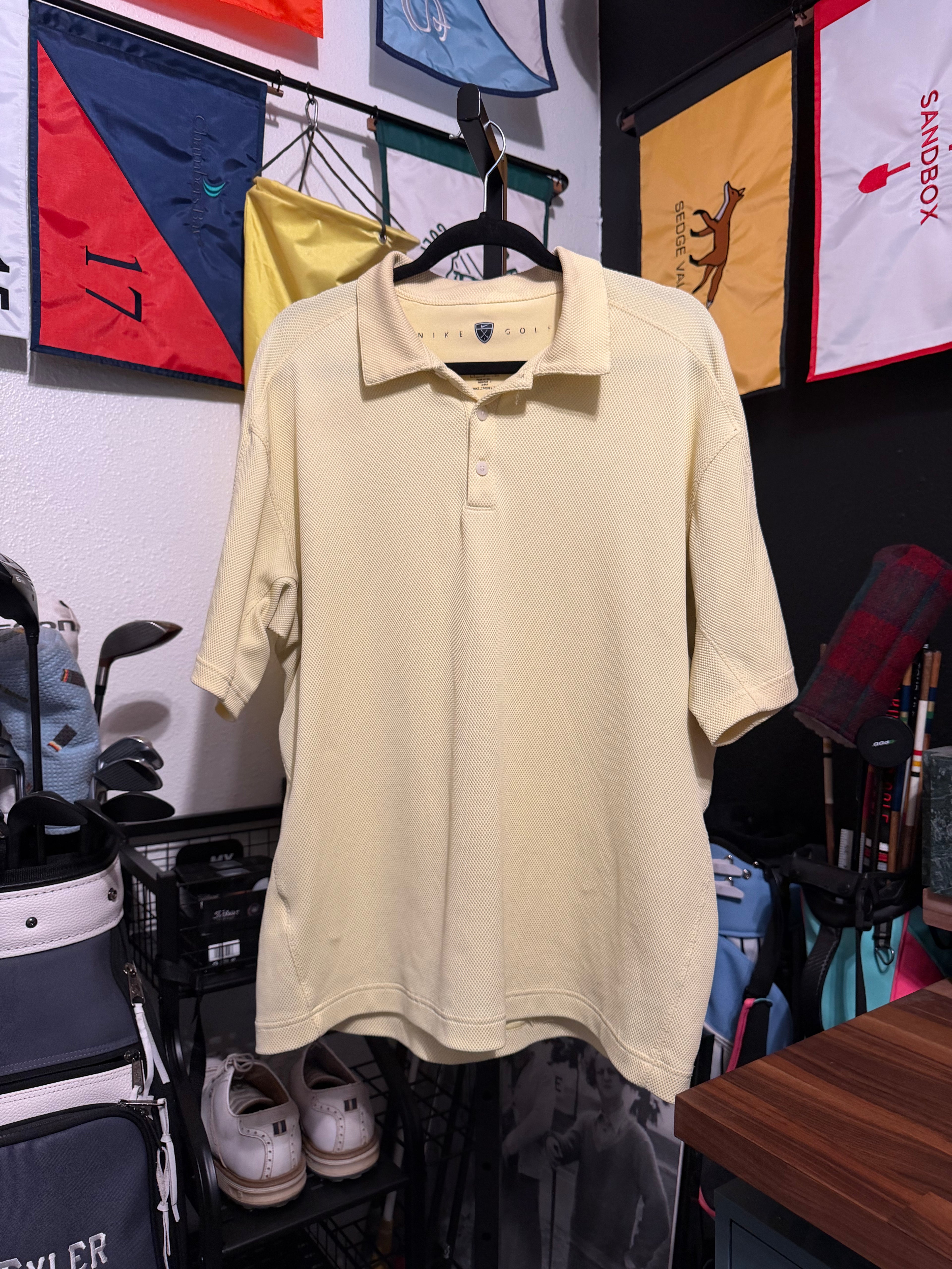 Vintage Nike Canary Yellow Knit Polo - Large