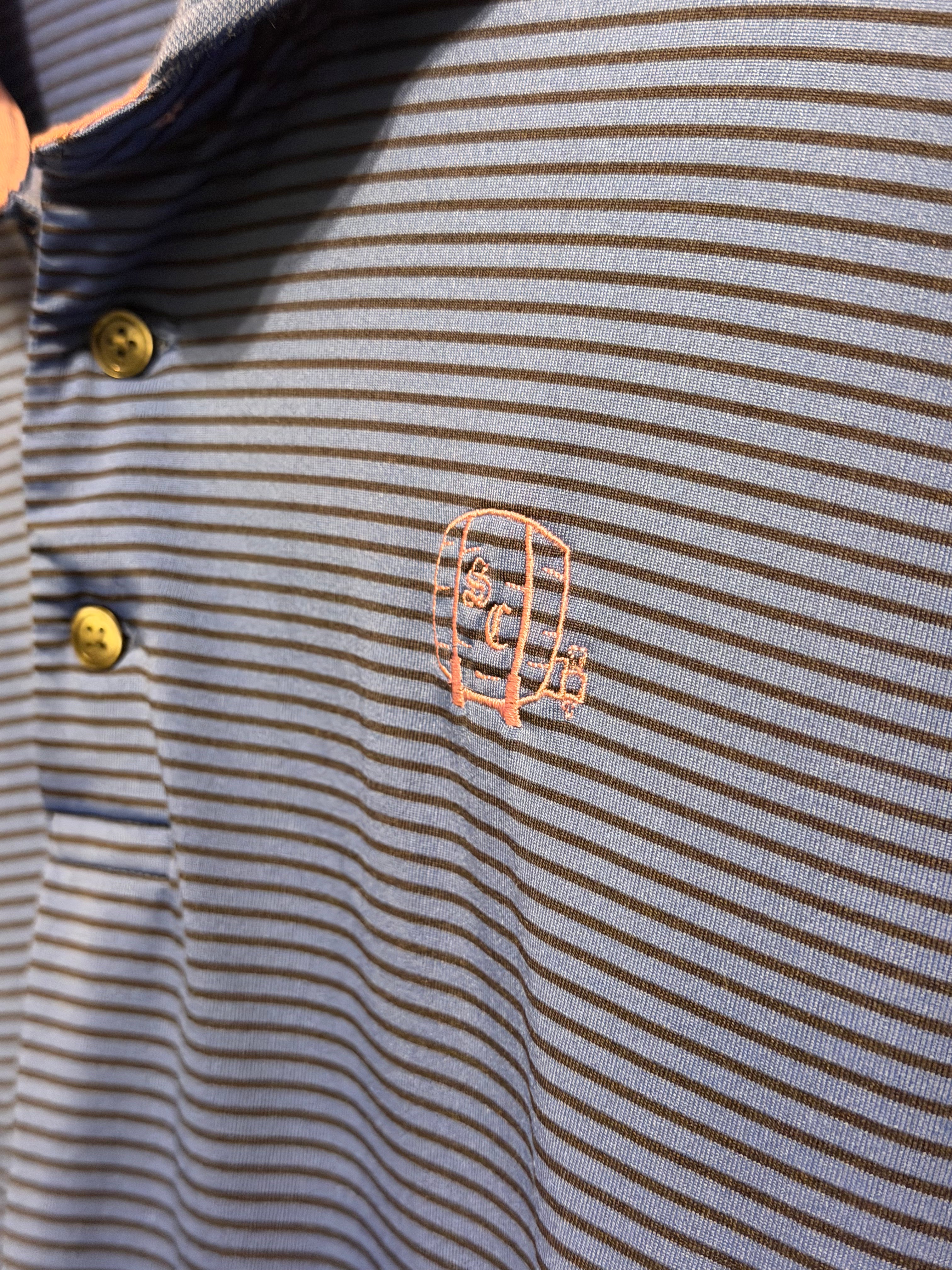 Greyson x Sweetens Cove Blue Striped Polo - Large