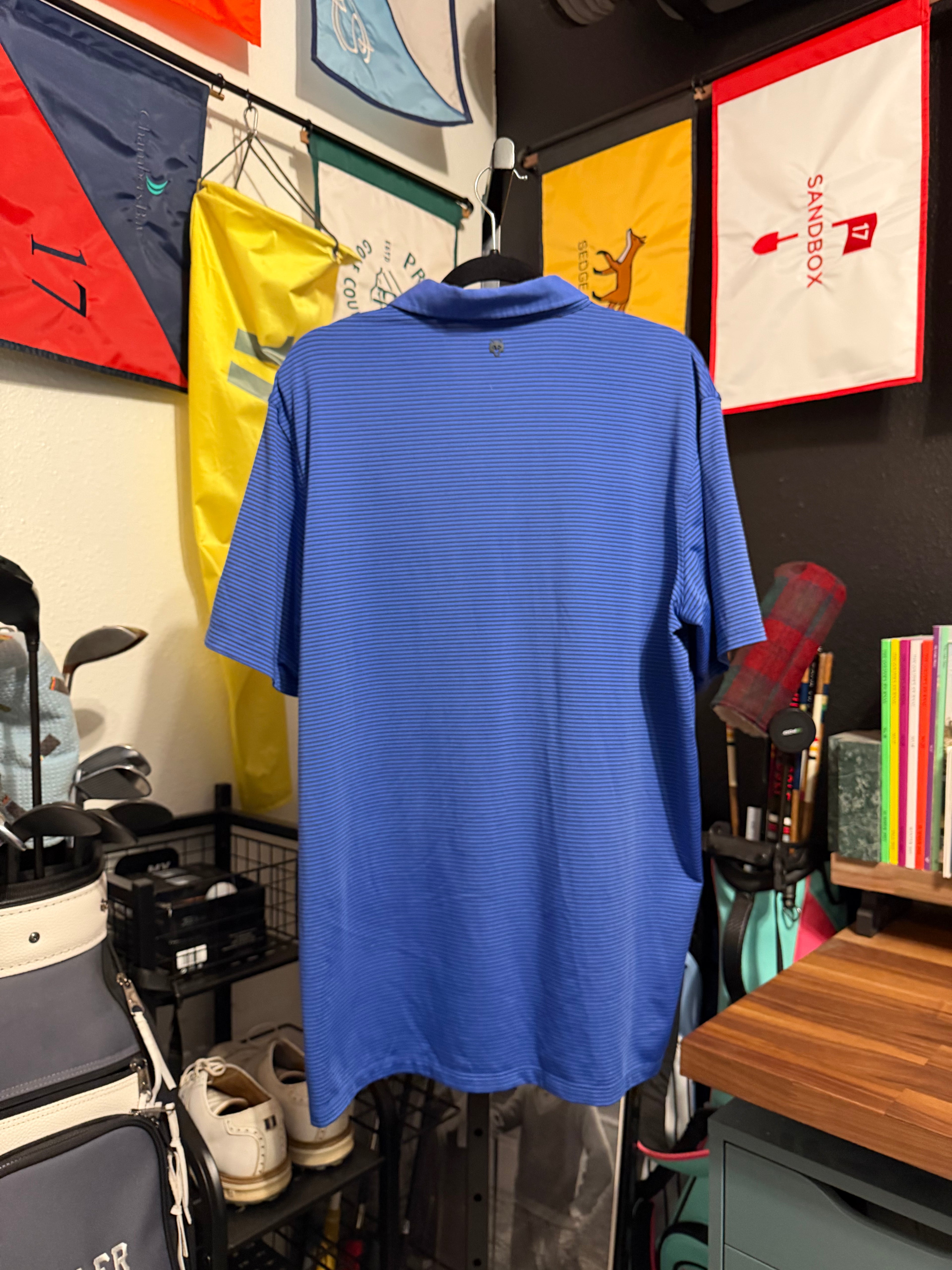 Greyson x Sweetens Cove Blue Striped Polo - Large