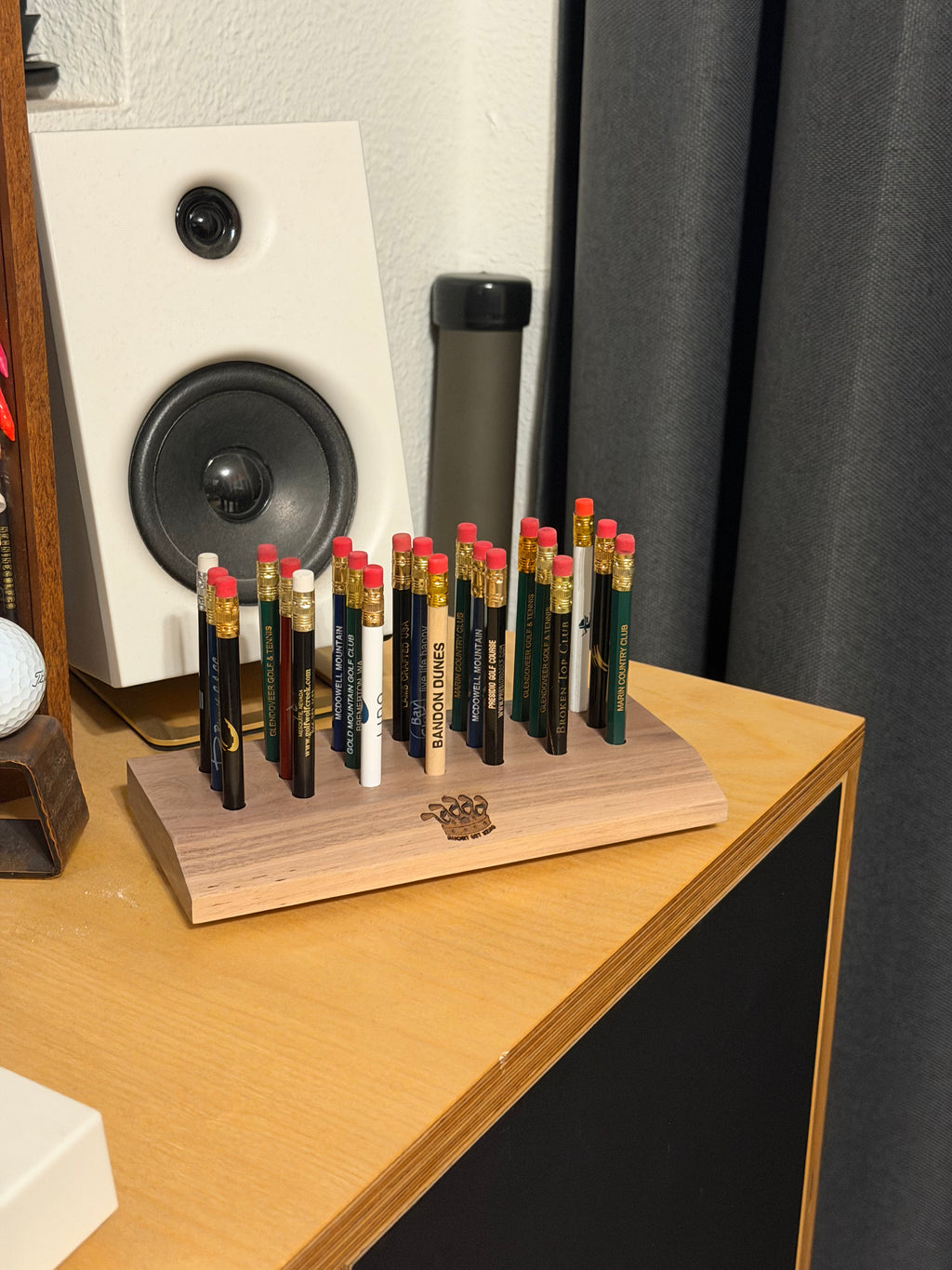 Customized Walnut Golf Pencil Display
