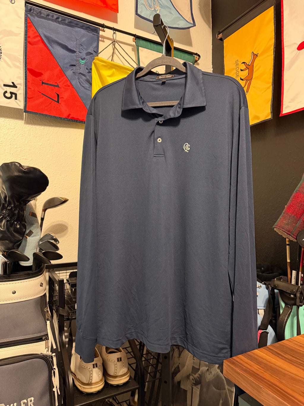 Quiet Golf Navy Blue Long Sleeve Polo - Large
