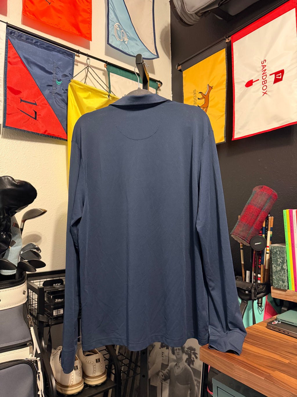 Quiet Golf Navy Blue Long Sleeve Polo - Large