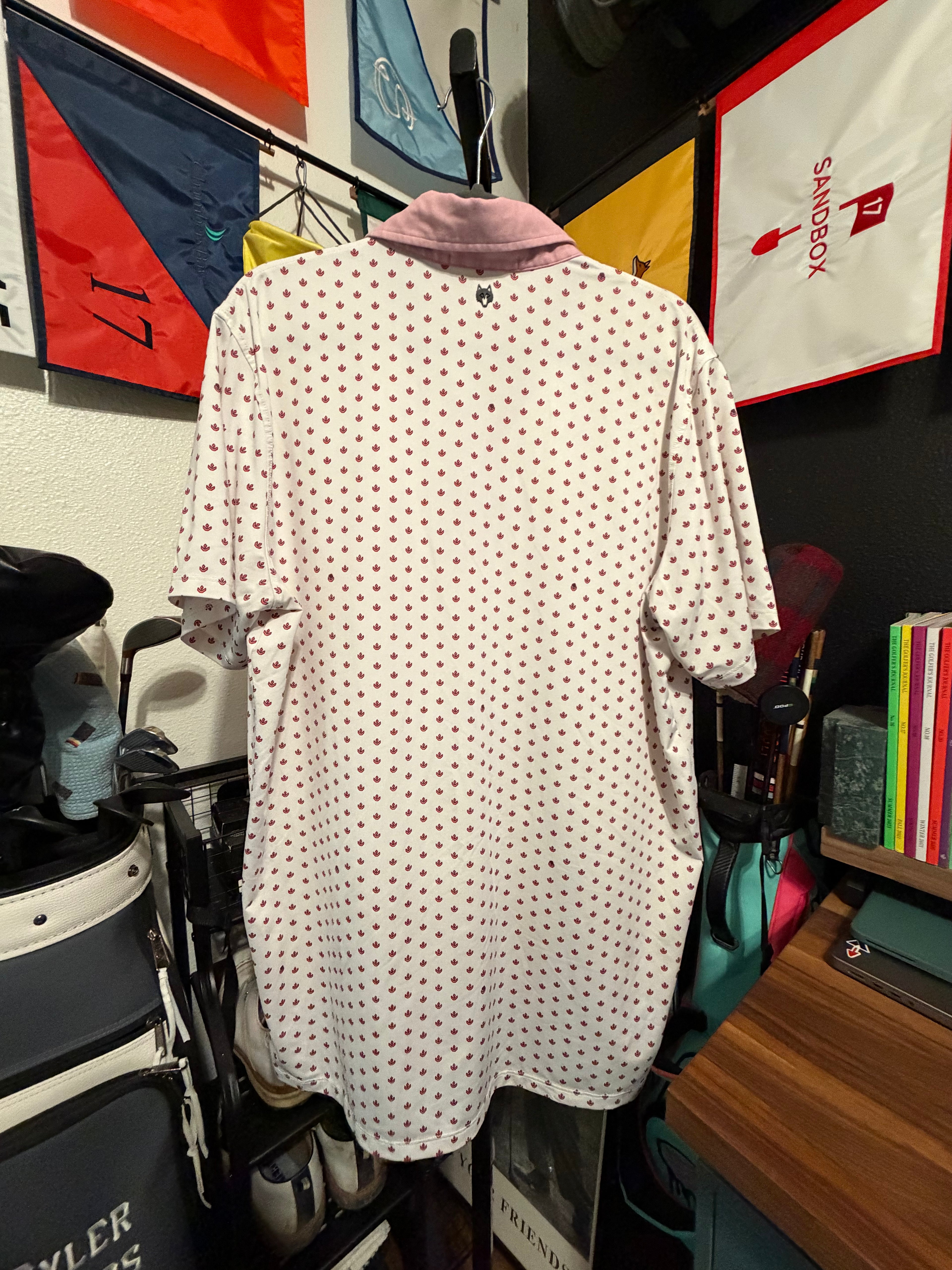 Greyson White & Pink/Maroon Patterned Polo - Large