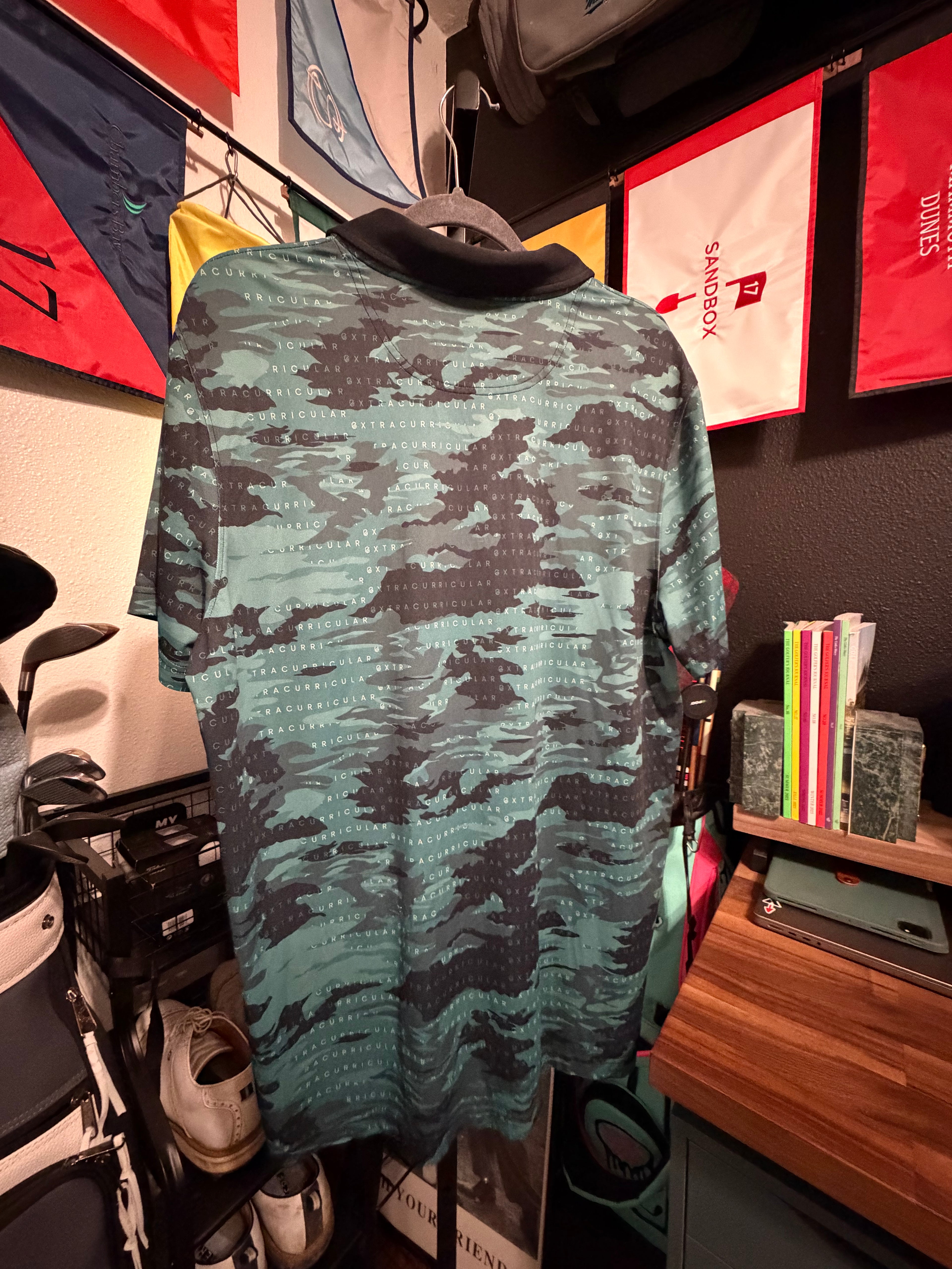 Extracurricular Golf Green & Black Patterned Polo - XL